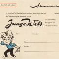 Drucksache vom Verlag "Junge Welt" als Bestellschein für Zeitungsabonnement - 1956-JW-2
