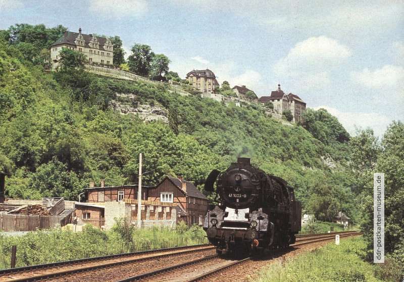 Dampflok 41 1025-0 unterhalb der Dornburger Schlösser - 1988