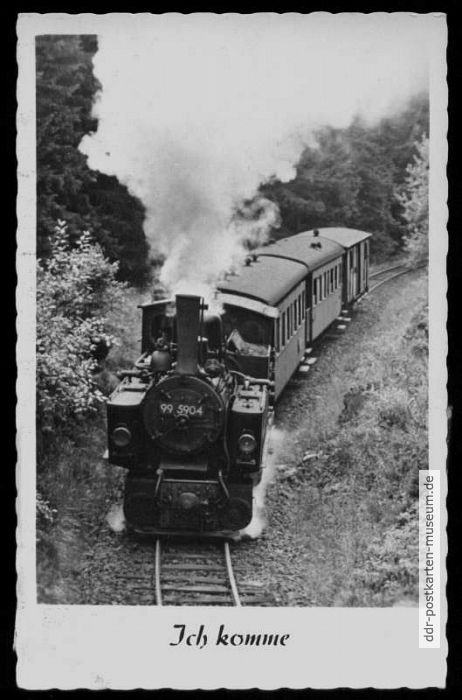 Grußkarte mit Harzquerbahn - 1958