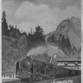 Eisenbahn-Grußkarte mit Personenzug - 1954