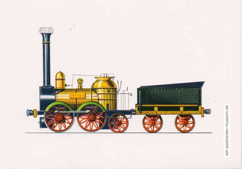 Lokomotive "Saxonia" von 1839, gebaut in Uebigau bei Dresden