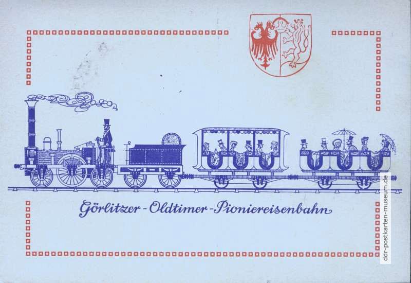 Werbekarte für Görlitzer Oldtimer-Pioniereisenbahn - 1976