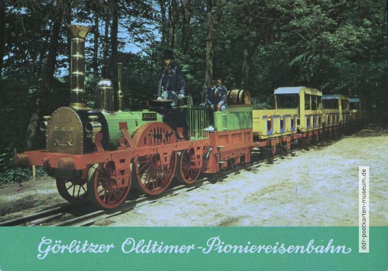 Görlitzer Oldtimer-Pioniereisenbahn, Eröffnung 1976 im Park der Thälmann-Pioniere - 1977