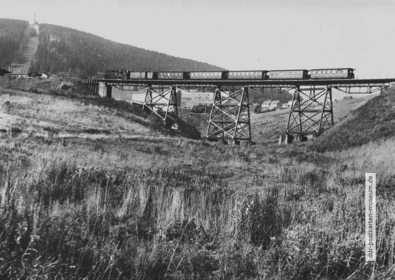 Viadukt bei Oberwiesenthal mit Schmalspurbahn Cranzahl-Oberwiesenthal - 1982