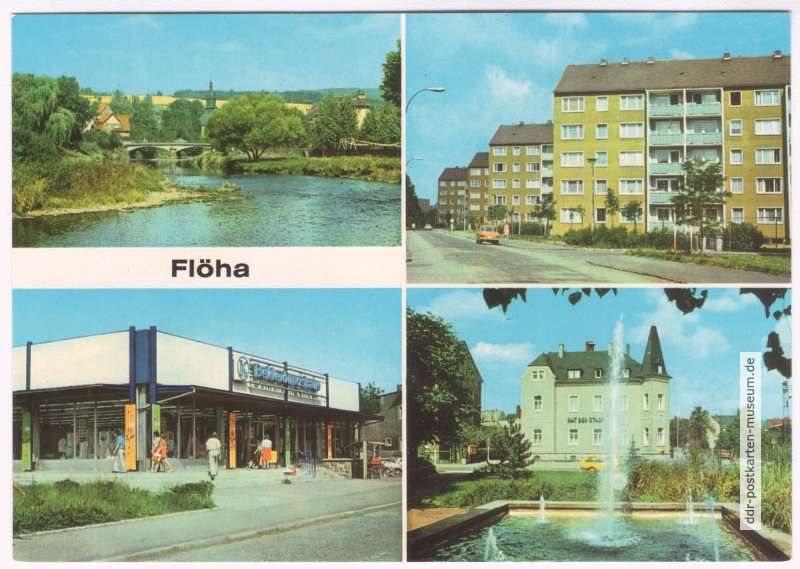 An der Flöha, Neubauten Leninstraße, Konsum-Bekleidungshaus, Am Rathaus - 1973