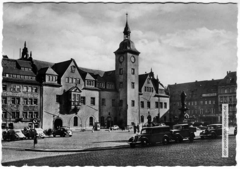 Obermarkt mit Rathaus und Denkmal Otto des Reichen - 1958