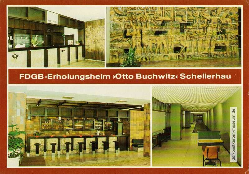 Schellerhau, FDGB-Erholungsheim "Otto Buchwitz" mit Bar und Keramikwand - 1988
