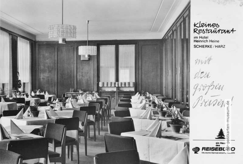 Schierke, Kleines Restaurant im Hotel "Heinrich Heine" - 1972