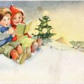 Cawar-Bildkarte 7 (Kinder mit Weihnachtslied) - 1946