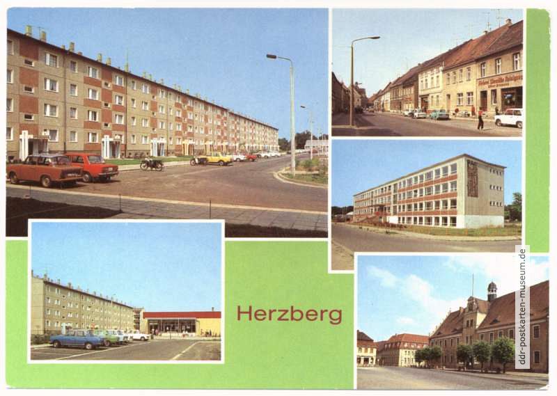 Neubauten Wilhelm-Pieck-Ring, Kaufhalle, Gagarin-Oberschule, Rathaus - 1982
