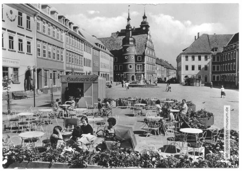 Boulevard-Cafe auf dem Marx-Engels-Platz, Rathaus - 1979