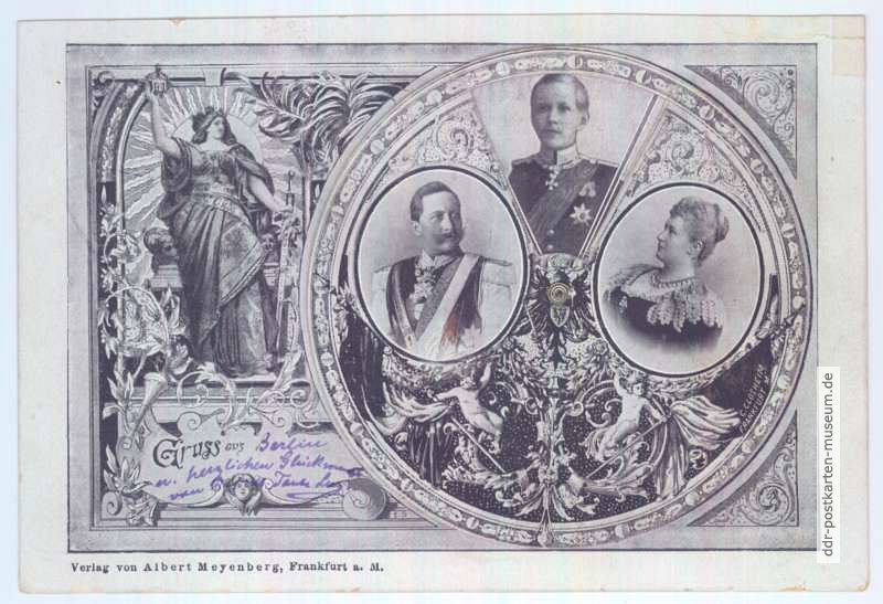 Drehkarte "Gruss aus Berlin" mit Kaiserlicher Familie um 1900