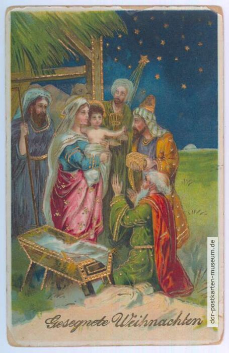 Weihnachtsgrußkarte mit Goldprägedruck, lackbeschichtet