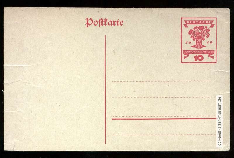 Ganzsachen-Postkarte zur Deutschen Nationalversammlung - 1919