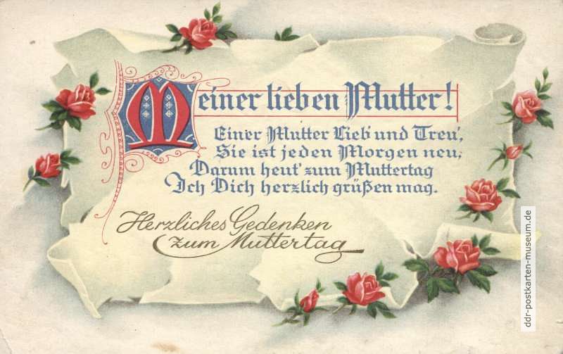Grußpostkarte zum Muttertag - um 1920
