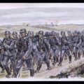 WK II: Aquarell "Infanterie im Vormarsch" - 1940