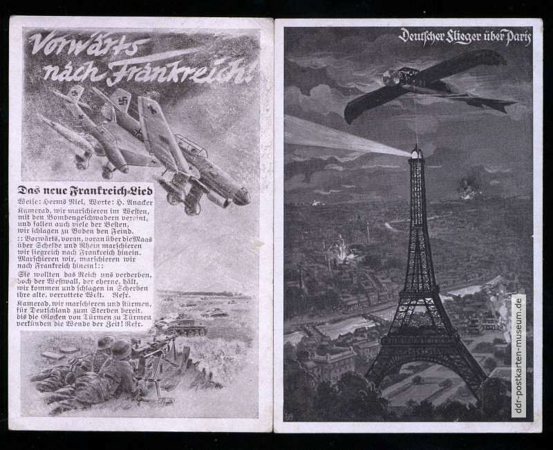 WK II: Propagandakarten mit zeitgenössischem Liedgut - 1940 / 1943