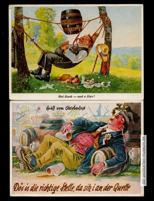 Humorpostkarten vom Münchner Oktoberfest, 50er Jahre