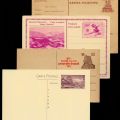 Ganzsachen-Postkarten aus Polen, Österreich, Indien und Japan (von oben nach unten) -1964