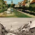 Ansichtskarte mit Marktstraße in Bad Sachsa, gleiches Bild winterlich retuschiert - 1976