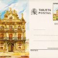 Spanische Ganzsachen-Postkarte mit Rathaus von Pamplona - 1986