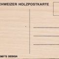 Rückseite der schweizer Postkarte aus Holz - 1988