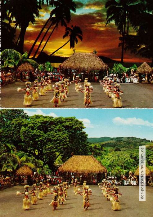 Ansichtskarte aus Tahiti mit Hintergrundaustausch - 1988
