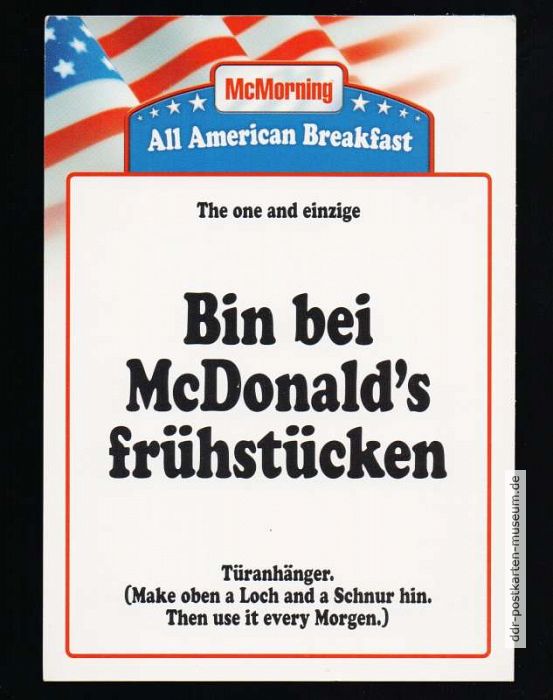 Reklamepostkarte "Good morning Deutschland" von McDonalds - 1999