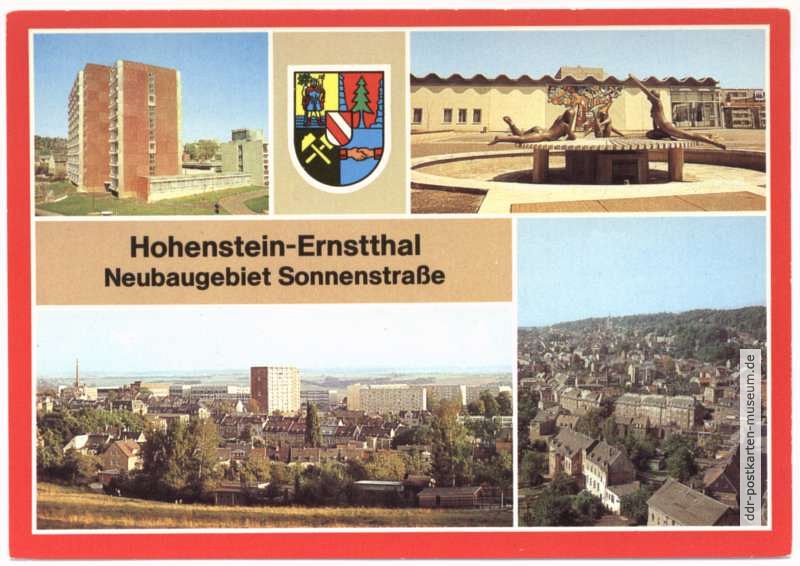 Neubaugebiet Sonnenstraße, Hochhaus und Nixenbrunnen - 1983