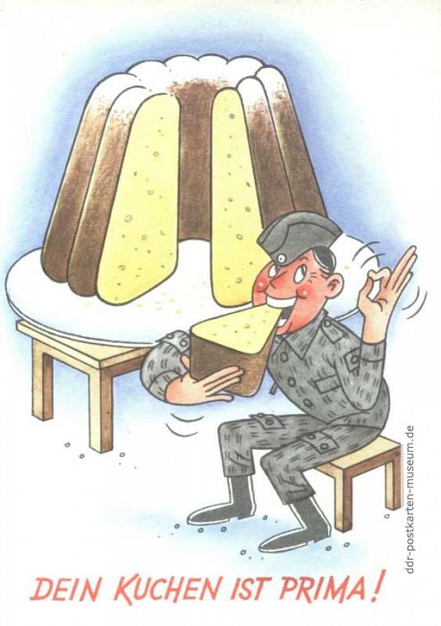 Harry Berein, Militärgrußkarte "Dein Kuchen ist prima !" - 1982