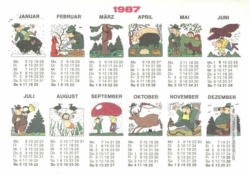 Eugen Gliege, Jahreskalender 1987 für Weidgenossen