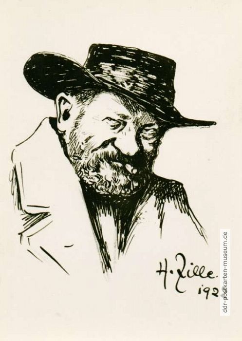 Heinrich Zille (1858-1929), Selbstbildnis mit Hut - 1957