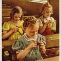Strickunterricht in der Schule - 1952