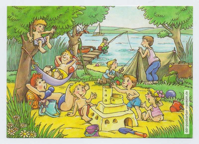 Kindergrußkarte, Ferien am See - 1989
