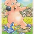 Kindergrußkarte, Schweinchen Dick beim Kugelstoßen - 1988988