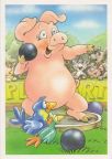 Kindergrußkarte, Schweinchen Dick beim Kugelstoßen - 1988988