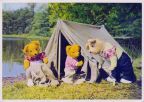 Karte 2432 Teddy-Familie baut Zelt auf - 1958