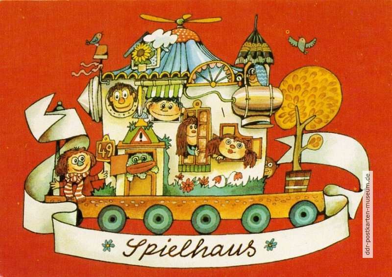 Spielhaus-Postkarte von der Serie des Kinderfernsehens der DDR - 1985