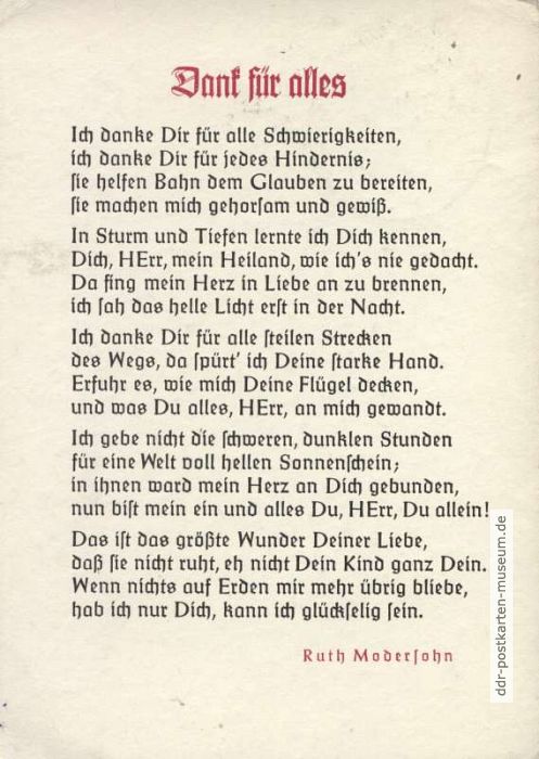 Gedicht von Ruth Modersohn - 1957