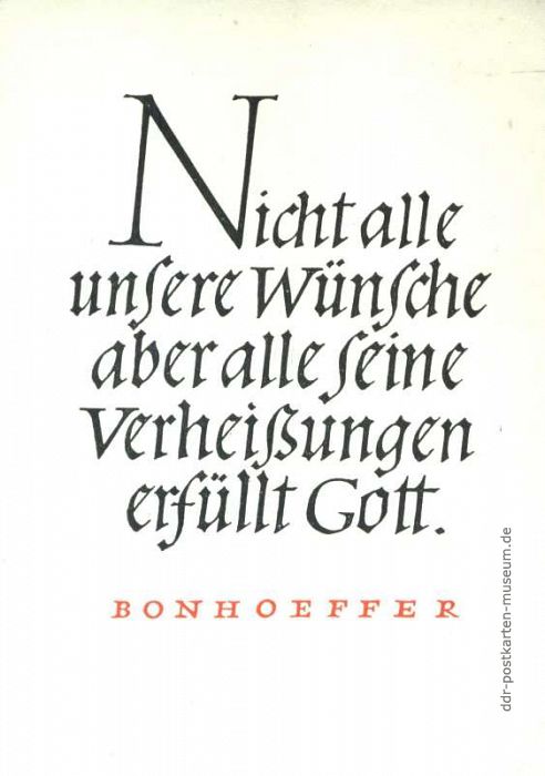 Spruchkarte mit Zitat von Dietrich Bonhoeffer - 1958