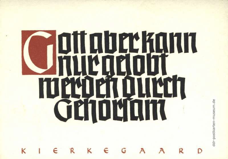 Spruchkarte mit Zitat von Kierkegaard - 1958