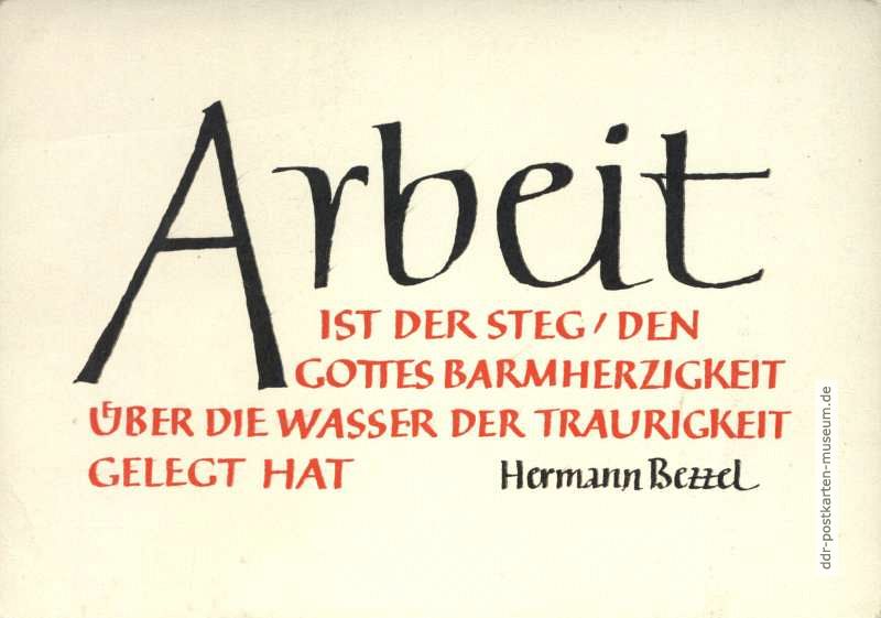 Spruchkarte mit Zitat von Hermann Bettel - 1959
