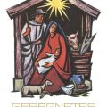 Weihnachtskarte mit Grafik "Christi Geburt" - 1979
