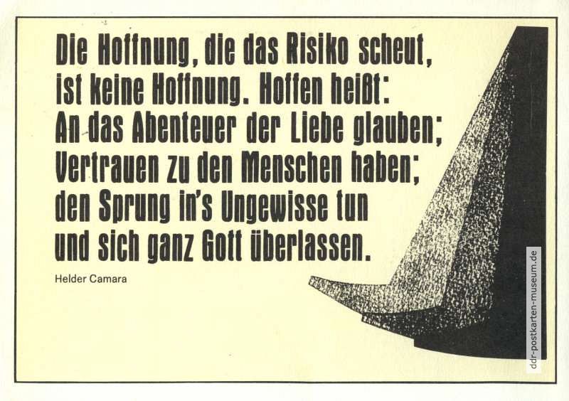 Spruchkarte mit Zitat von Helder Camara - 1987