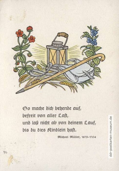 Spruchkarte mit Reim von Michael Müller - 1954
