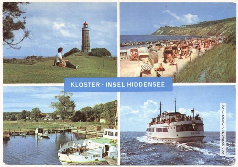 Leuchtturm, Strand, Bootshafen, Fährschiff "Insel Hiddensee" - 1970 / 1976