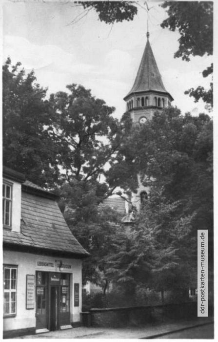Kirche, Lebensmittelgeschäft Breitenbach - 1957