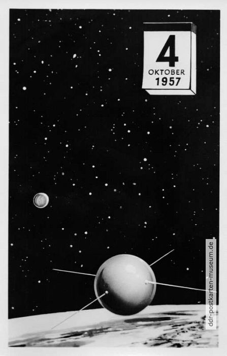 "Sputnik 1", erster künstlicher Erdsatellit - verglühte am 4.1.1958 nach 1400 Erdumkreisungen - 1961