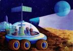 "Utopischer Weltraum", Überquerung einer unwegsamen Kraterebene auf dem Mond - 1971