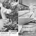 Plastiken im Pflanzenhaus und vor der Stadthalle in Karl-Marx-Stadt - 1977